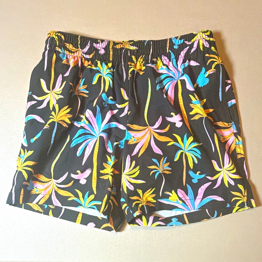 Chubbies Men's Size S Black Tropical Floral Swim Trunks 5.5" Mesh Lined